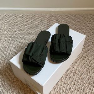 COPY - The Row, flat olive green sandals, never worn, box & dust bag included